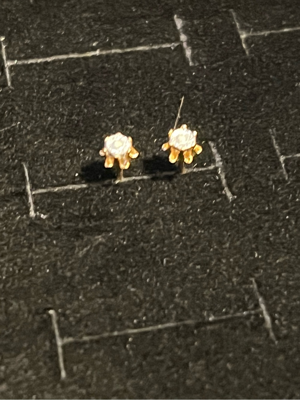 Gold toned Cubic Zirconia Flower Stud Earrings - Unbranded